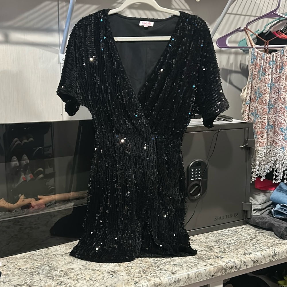 Pink lily black dress